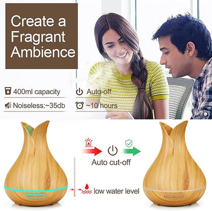 Smart WiFi Essential Oil Diffuser App Control Air Humidifier (Light Wood UK)