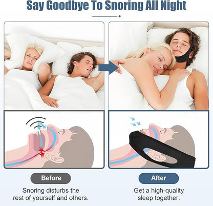 Chin Strap for Sleeping - Anti Snoring Devices - Comfortable Stop Snoring Solution - Adjustable Breathable Sleep Apnea Devices - Simple and Effective Anti Snoring Chin Strap (Black)-GQXBD001