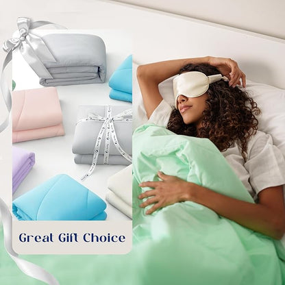 Dream Valley Outlast® Queen Cooling Comforter, NASA-Grade Instant Cooling Blanket for Hot Sleepers, Luxurious Comforter for All Season, Mint Macaron, 90"x90"