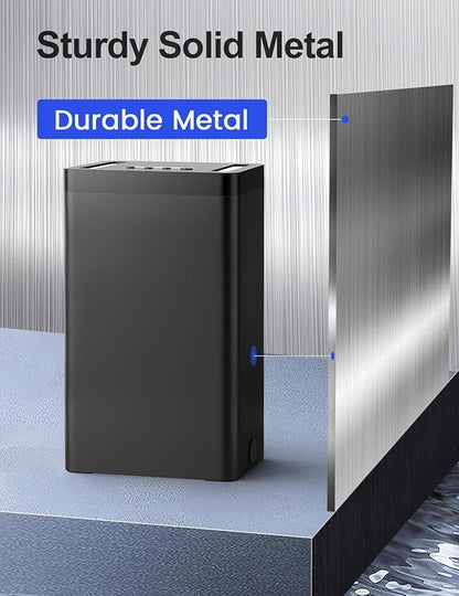 Metal Timed Lock Box with Emergency Unlocking, Phone Locked Box with Timer, Locking Container, Audio Prompt, Self-Control Safe Locker for Cellphone/iPad Mini/Medicine (Large)