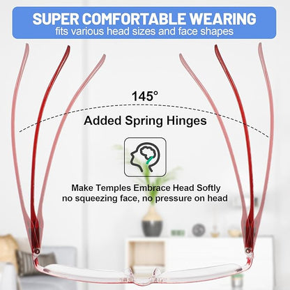 4 Packs Blue Light Blocking Reading Glasses for Women Lightweight Red Readers 1.0 1.5 2.0 2.5 3.0 3.5 4.0 (1.50)
