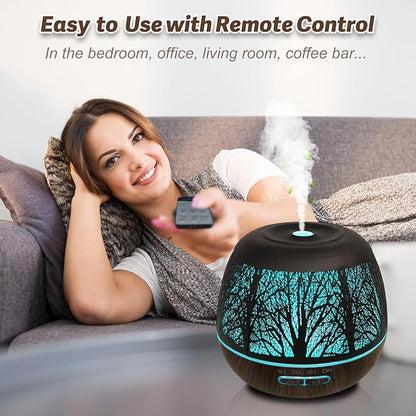 Diffusers for Essential Oils Large Room 400ml,Essential Oil Diffuser for Home with R/C,Cool Mist Humidifiers for Bedroom,7 Colors Changed & 3 Mist Mode Waterless Auto Off for Office
