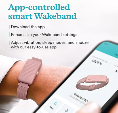 Homedics WakeBand Silent Vibrating Alarm Wristband, Ultra-Light Comfortable Design, 9 Vibration Patterns & 9 Intensities, Up to 6-Day Battery, iOS/Android App, Pink