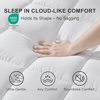 3 inch Mattress Topper King Size Pillow Top - Extra Thick Padded Mattress Pad & Protector, Breathable Fitted Deep Pocket 8-21, Ultra Soft & Supportive 1100GMS
