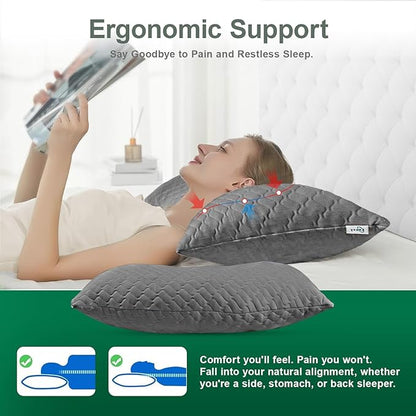 Side Sleeper Pillow for Neck and Shoulder Reilef, Ergonomic Design Medium Firm Pillow, 2 Packs Bed Pillows for Sleeping, Cross Cut Memory Foam Pillows for Back, Stomach and Side Sleepers