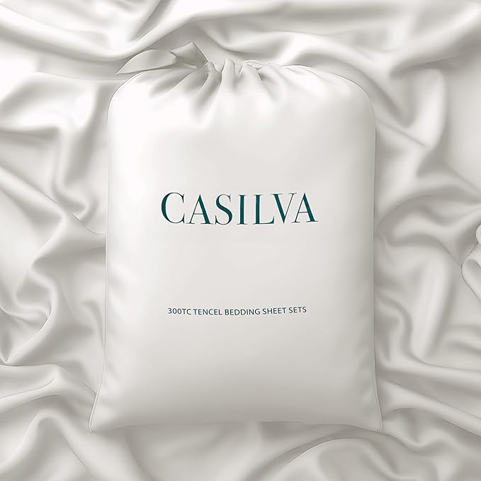 CASILVA Eucalyptus Sheets - Infused with Silver for Anti-Odor, Softer Than Silk Fibers, More Cooling Than Cotton - Perfect for Hot Sleepers & Sensitive Skin - 100% Tencel Lyocell - Twin XL Sheet Set