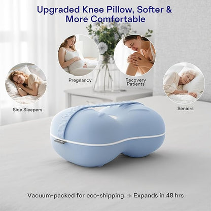 Leg & Knee Pillow for Side Sleepers - Smooth Spine Alignment Pillow - Memory Foam Knee Pillows for Back Hip Pain, Spine Aligning, Sciatica, Surgery Recovery, Pregnancy