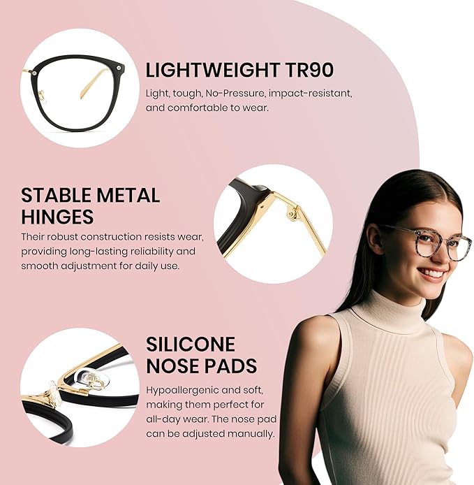 Cyxus Blue Light Glasses for Woman, Fashion Computer Glasses on Office Reduce Eye Strain Anti Migraine for Working Reading