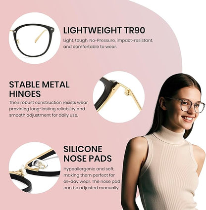 Cyxus Blue Light Glasses for Woman, Fashion Computer Glasses on Office Reduce Eye Strain Anti Migraine for Working Reading