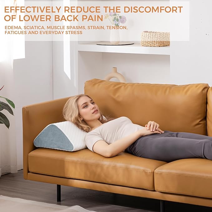 Knee Wedge Pillow 6.3'' for Post-Surgery Recovery-Leg Elevation Support for Sleep Position, Alleviating Lower Back & Hip Pain Enhancing Circulation in Ankles Legs Triangle Pillow with Removable Cover