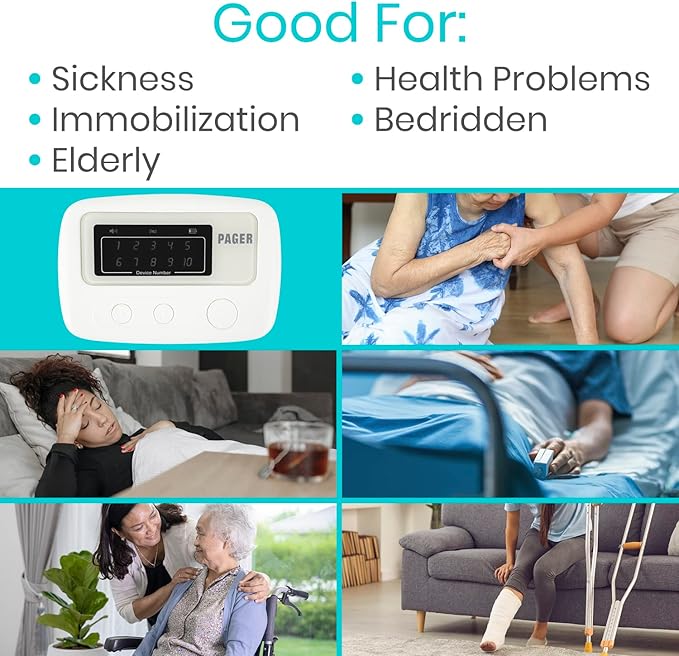 Vive Wireless Caregiver Pager - Nurse Alert for Dementia Patients - Smart Portable Medical System for Caretaker - Connects to Call Button, Door, Window, Bed, Chair, Floor Alarm Pads