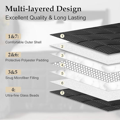 downluxe Weighted Blanket Queen Size, 15 lb Weighted Blanket with Glass Beads for All Season, Machine Washable Heavy Blanket (Black, 90 X 90 Inch)
