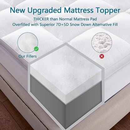 CHOKIT Twin XL Mattress Topper, College Dorm Extra Thick Pillow Top Mattress Pad for Back Pain Relief, Cooling Bed Topper Mattress Cover with 8-21 Inch Deep Pocket