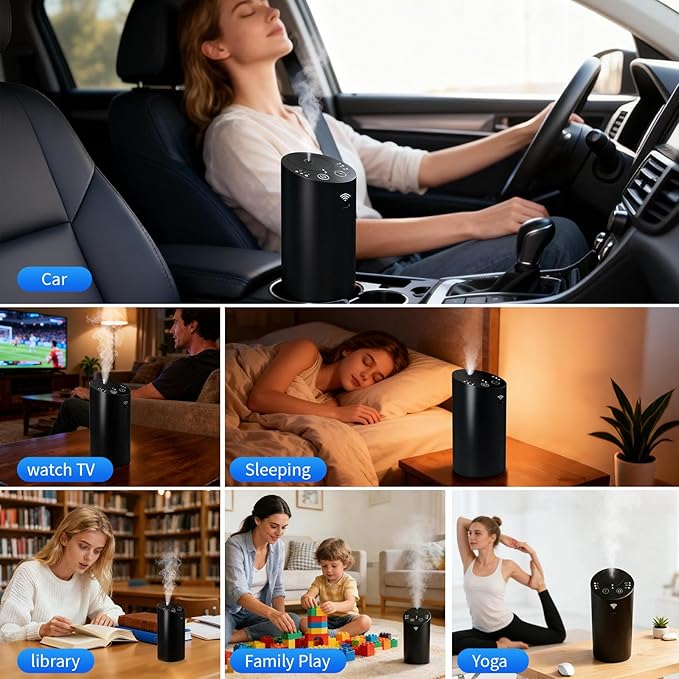 Smart AI Control Essential Oil Diffuser, Ultrasonic Aromatherapy Fragrant Oil Humidifier Vaporizer, Timer and Auto-Off Switch with Essential Oil (WiFi/Bluetooth Control)