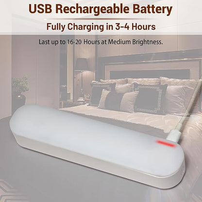 Bed Reading Light Headboard Reading Light with Adjustable Hook, Dimmable Book Light for Reading in Bed Bedtime Reading Lamp, 3 Color Modes and Battery Operated