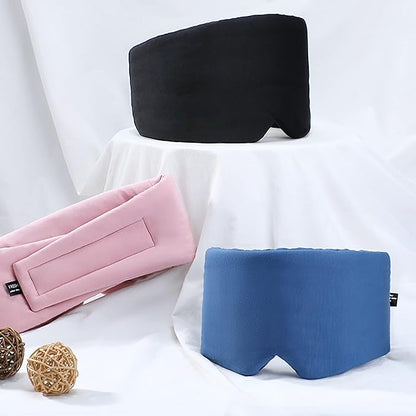 FRESHME Cotton Sleep Mask Blackout - Handmade Eye Mask for Sleeping Eye Shade Cover Sleep Mask for Women Men Girl Soft and Breathable Adjustable Blinder Light Blocking Pink Airplane with Travel Pouch