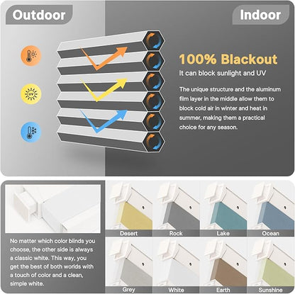 CINONEKO Custom Size(21-69"W x 22-93"H) Motorized Cellular Shades,No Drill Smart Honeycomb Blinds【Free Solar Powered】Automatic Blinds for Indoor Windows Cordless Electric Shades Compatible with Alexa