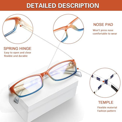 Kerecsen Computer Reading Glasses for Women Blue Light Blocking Glasses for Reading Fashion Pattern Print Eyeglasses for Womens(Mix Color -5, 4.50)