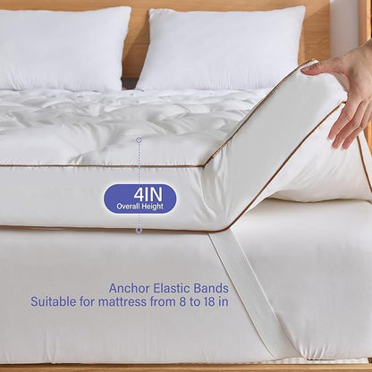 WhatsBedding 4 Inch Memory Foam Mattress Topper King Size for Pressure Relief, Extra Soft and Breathable Pillow Top