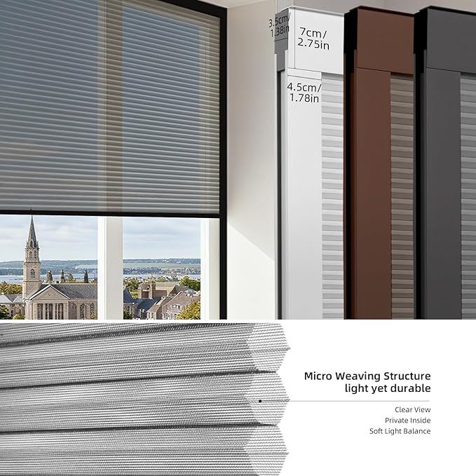 ZSTARR Motorized Skylight Shades Blackout Cellular Honeycomb Electric Blinds with Solar Panel Cordless Rechargeable with Remote for Roof and Slanted Windows Custom Size (Sheer Black)