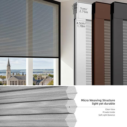 ZSTARR Motorized Skylight Shades Blackout Cellular Honeycomb Electric Blinds with Solar Panel Cordless Rechargeable with Remote for Roof and Slanted Windows Custom Size (Sheer Black)