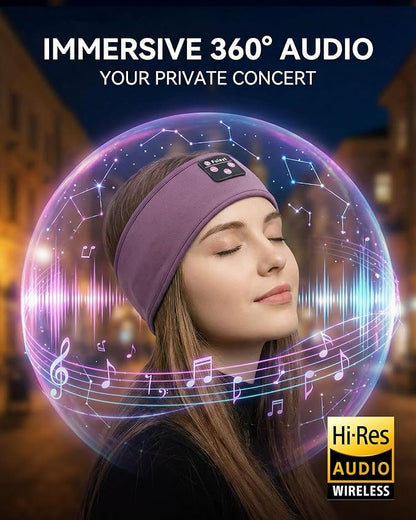 Sleep Headphones Headband for Side Sleepers - Bluetooth Wireless Music Headband with Stereo Speakers, Sweatproof for Sports and Meditation
