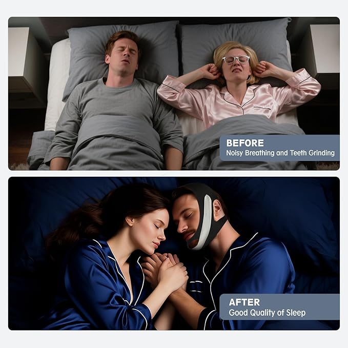 Anti Snoring Chin Strap for Sleeping Adjustable(2 Pack), Effective Anti Snoring Device Breathable and Reusable, High Elasticity Traceless Comfortable Snore Stopper for Adult
