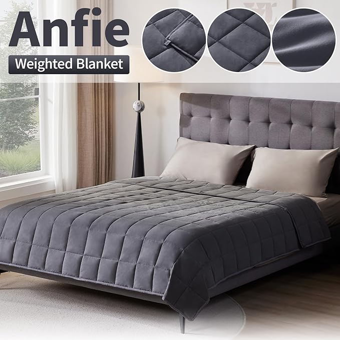 Weighted Blanket Twin Size (48"x72" 15lbs),Ultra Soft and Cozy Cooling Weighted Blanket Twin Size for Adult,Heavy Blanket with Machine Washable Soft Blanket, Dark Grey