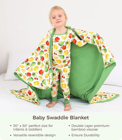 Premium Baby Blankets, Soft Viscose from Bamboo Blanket for Boys and Girls, Nursery Crib Bedding Quilt for Newborn and Toddler, Cooling for Hot Sleepers, 50'' x 50'' Fruit