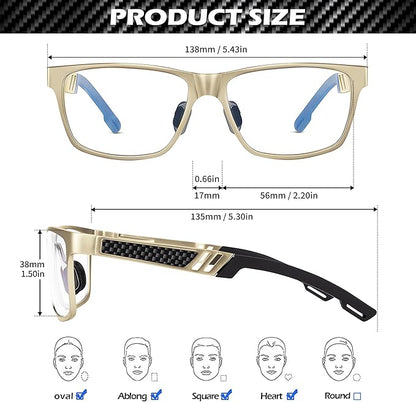 ANYLUV Blue Light Blocking Glasses Men Computer Gaming Glasses Lightweight Al-Mg Metal Anti Eyestrain Eye Protection
