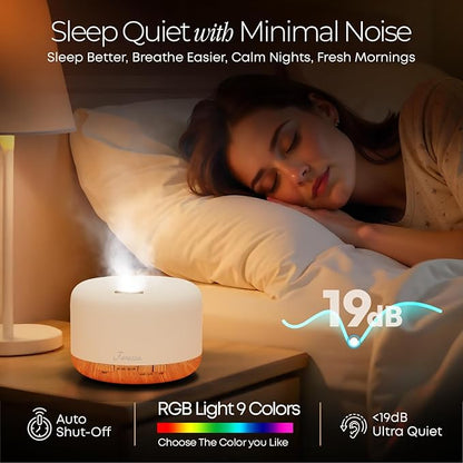 500ml Premium Essential Oil Diffuser, 5-in-1 Ultrasonic Aromatherapy Humidifier & Scent Vaporizer with Auto-Off Timer, Remote, Brown with Oils Gift Pack - Floral Blend