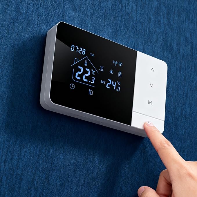 Smart Thermostat - Heat & Cool WiFi Thermostat APP & Voice Controlled - Temp Controller with Touchscreen - for Home RV Hotel Indoor Living Room Bedroom Bathroom Garage