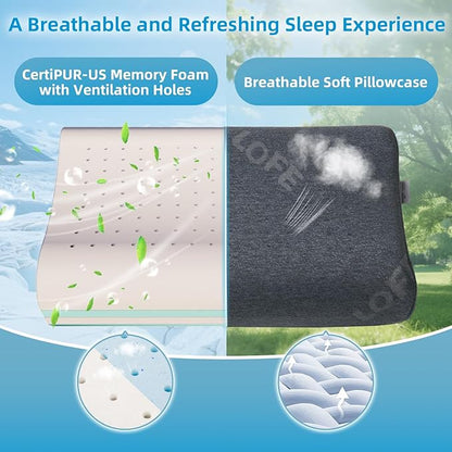 LOFE Contour Pillow with Softer Neck Support - Adjustable Softness Cervical Neck Pillow for Ideal Support, 4 Layers Contour Pillow for All Sleepers, Ergonomic Side Sleeper Pillow for Less Neck Pain