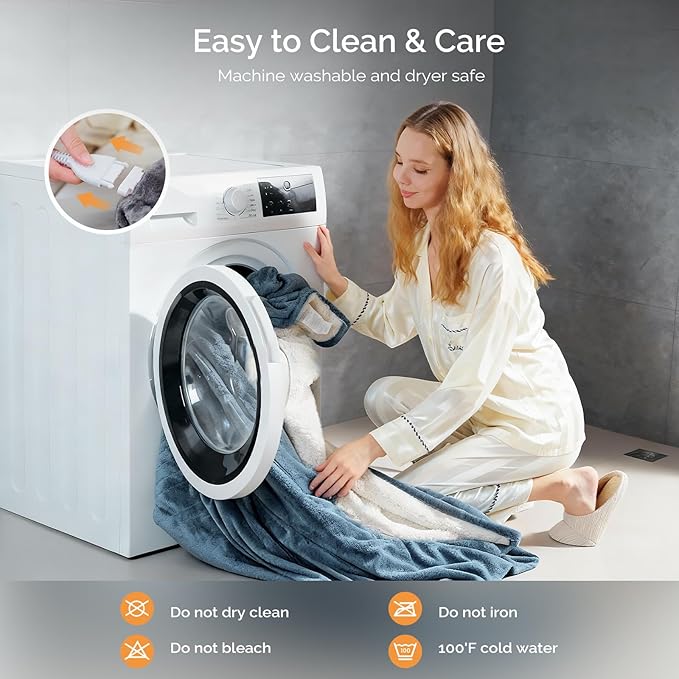 Heated Blanket Electric Blanket King 100"x90" Heating Blanket with Dual Control 10 Heat Levels & 10 Hours Auto-Off Overheat Protection Cozy Soft Flannel King Size Blanket Fast Heating Machine Washable