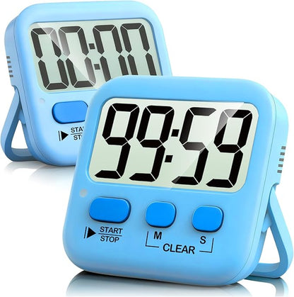 Antonki 2 Pack Digital Timer for Kids, Magnetic Countdown Kitchen Timers for Cooking, Egg, Classroom, Teacher, Exercise, Study, Oven - Battery Included