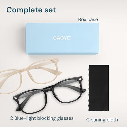 Blue Light Blocking Glasses - Fashion Square Eyeglasses, Anti UV Ray Computer Gaming Glasses Blue Blockers for Women/Men