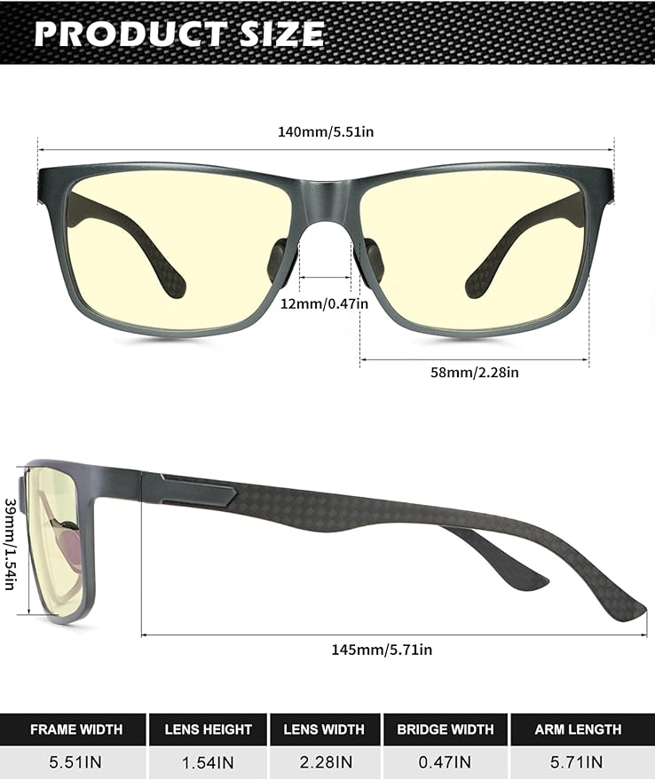 ANYLUV Blue Light Blocking Glasses Men Computer Gaming Glasses Lightweight Al-Mg Metal Anti Eyestrain Eye Protection