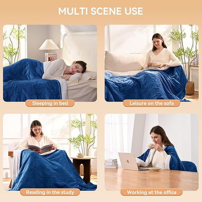 Heated Throw Blanket Electric Blanket 50''x60'' Heating Blanket with 9 Heating Levels 10 Timer Modes Auto-Off Fast Heating Overheat Protection ETL Certified Machine Washable Gift