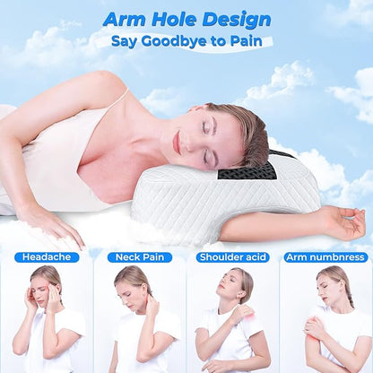 SAHEYER Side Sleeper Pillow with Arm Hole, Upgrad Shoulder Relief System for Neck Pain, Multi-Angle Memory Foam Rotator Cuff Pillow for Adults Side, Back and Stomach Sleeper Pressure-Free Sleep, Black