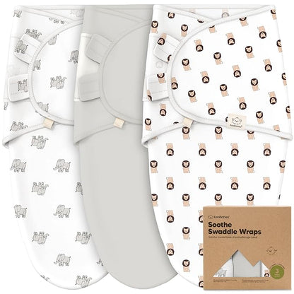 3-Pack Organic Baby Swaddle Sleep Sacks - Swaddles for Newborns, Infant 0-3 Months, Baby Girls, Boys, Soft & Snug Newborn Sleep Sack, Nursery Swaddling Blankets (The Wild 2, OS)