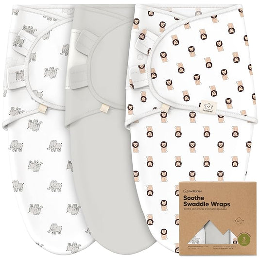 3-Pack Organic Baby Swaddle Sleep Sacks - Swaddles for Newborns, Infant 0-3 Months, Baby Girls, Boys, Soft & Snug Newborn Sleep Sack, Nursery Swaddling Blankets (The Wild 2, OS)