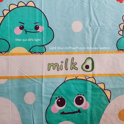 Bottom Bunk Bed Curtains Sheer Privacy Cloth Underbed Curtains for Low Loft Bed Twin, 2 Panels, Light Blue Dinosaur