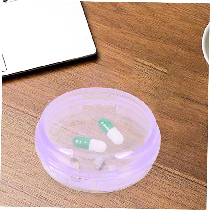 Baluue 3pcs Round Medicine Organizer Compact Pill Dispenser for Travel Material for Daily Medication Management and Storage