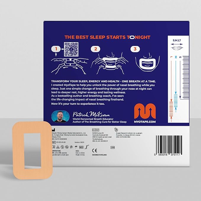 MyoTape - Sleep Tape 30 Nights Supply - Reduce Snoring - Improve Your Sleep - Promote Nasal Breathing - Comfortable & Gentle On Skin - Medium