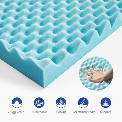 Choc chick 3.5 Inch Memory Foam Mattress Topper Full Size, Dual Layer 2 Inch Gel Egg Crate Memory Foam Plus 1.5 Inch Down Alternative Pillow Top Mattress Pad, Support for Back Pain