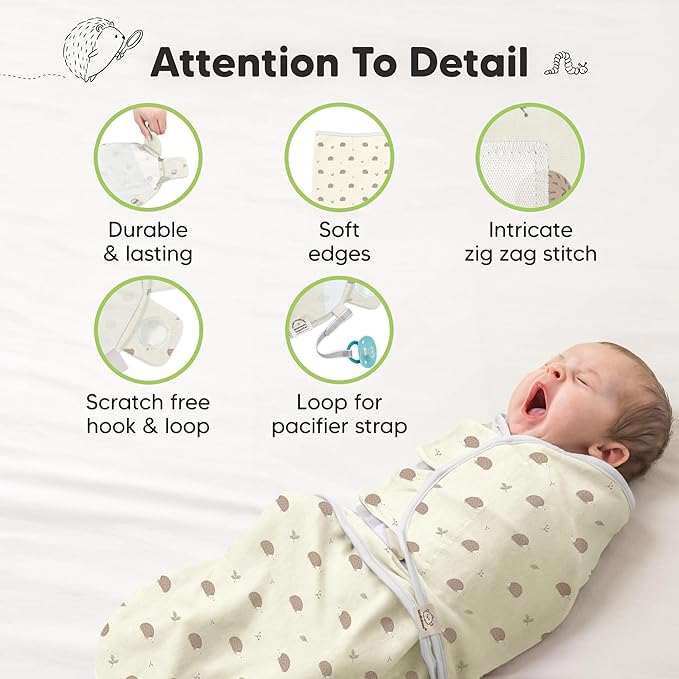 3-Pack Organic Baby Swaddle Sleep Sacks - Swaddles for Newborns, Infant 0-3 Months, Baby Girls, Boys, Soft & Snug Newborn Sleep Sack, Nursery Swaddling Blankets (Dino Ridge, OS)