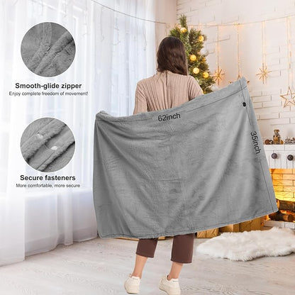 16000mAh Heated Blanket Battery Operated Soft Cordless Heated Blanket Shawl Portable Heated Throw Blanket Poncho Wraps Fast Heating with 3 Heat Levels 6 Heating Zones