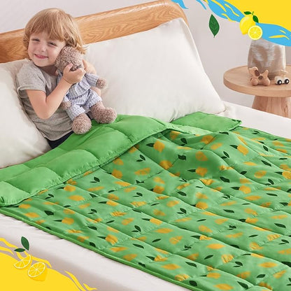 anfie Weighted Blanket Kids(40"x60" 7lbs) Weighted Blanket Cooling Blanket for Sleeping,Throw Size Breathable Blanket with Premium Glass Bead(Lime Green)