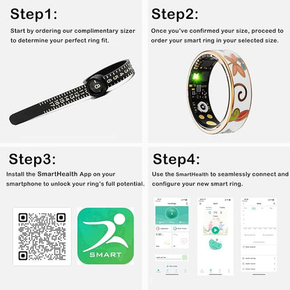 Smart Ring for Women Health Ring Fitness Ring with Enamel Fitness Tracker with Heart Rate Monitoring Sleep Monitor Distance Pedometer Calorie No Subscription Fee for Android iOS