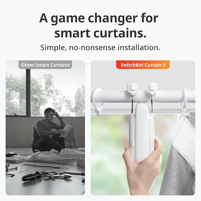 SwitchBot Curtain 3 & Hub Mini Kit: Automate Curtains & IR Devices with Voice Control, Smart Scheduling, and Matter/HomeKit Support.